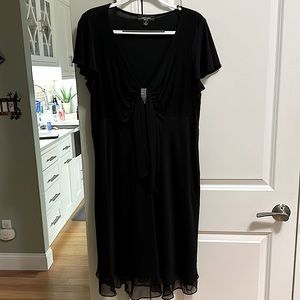 R&M Richards Black Cap Sleeve Dress with Rhinestone details- size 16